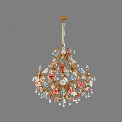 Sophie Multicolor Floral Crystal LED Chandelier Dining Room Light