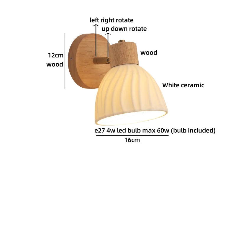 Élodie White Ceramic Iron LED Wall Lamp Switch Nordic