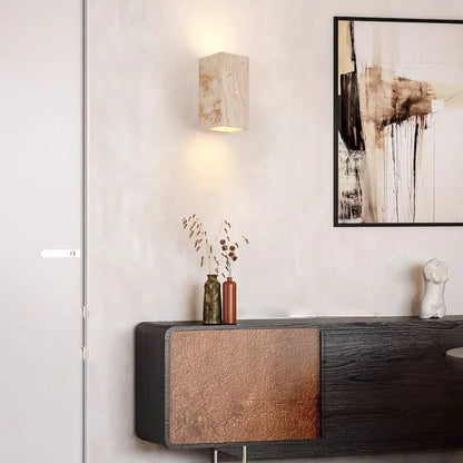 Élise Yellow Travertine LED Wall Lamp Japan Style Luxury