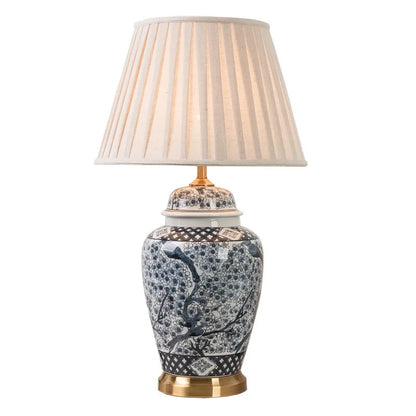 Blue and White Ceramic LED Floor Lamp for Bedroom and Living Spaces