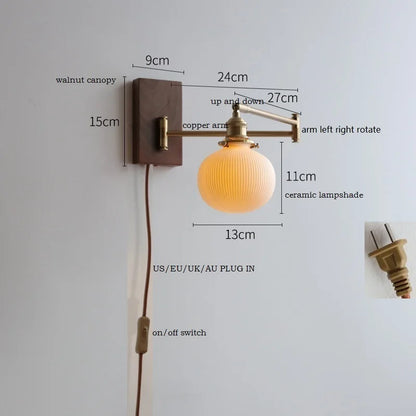 Lucienne Rotating Arm Wall Lamp Pull Chain