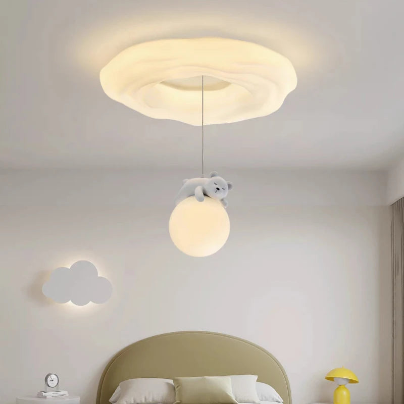 Amélie White Bear Cloud LED Ceiling Light Kids Room Dimmable