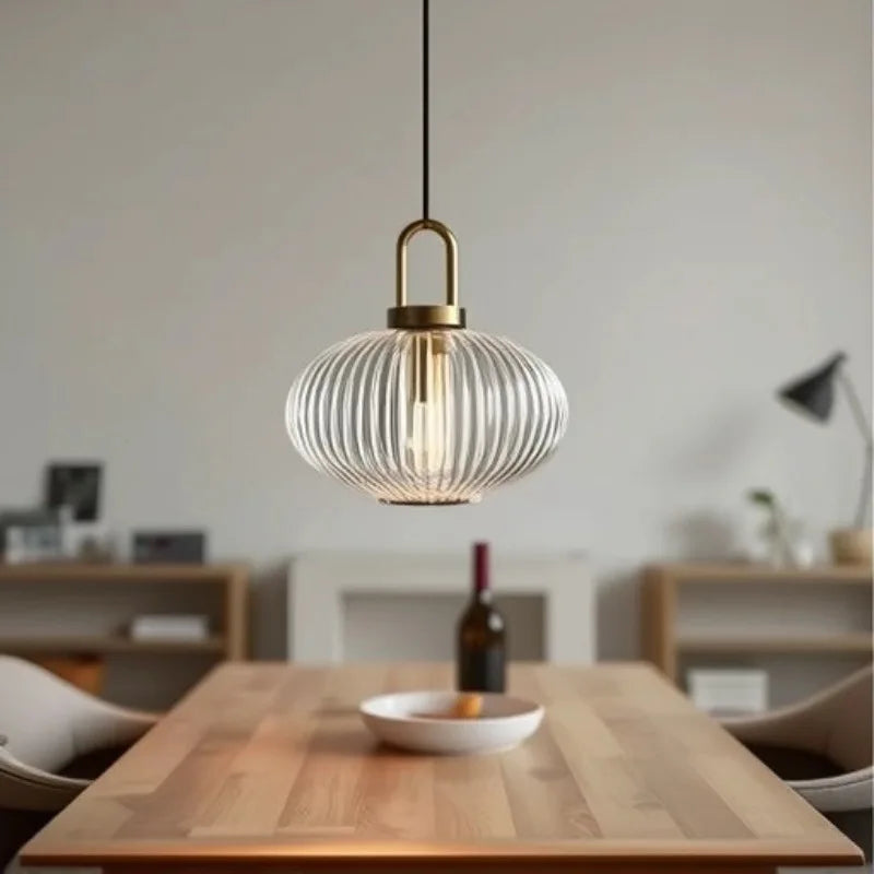 Inès Ribbed Glass Ridge Pendant