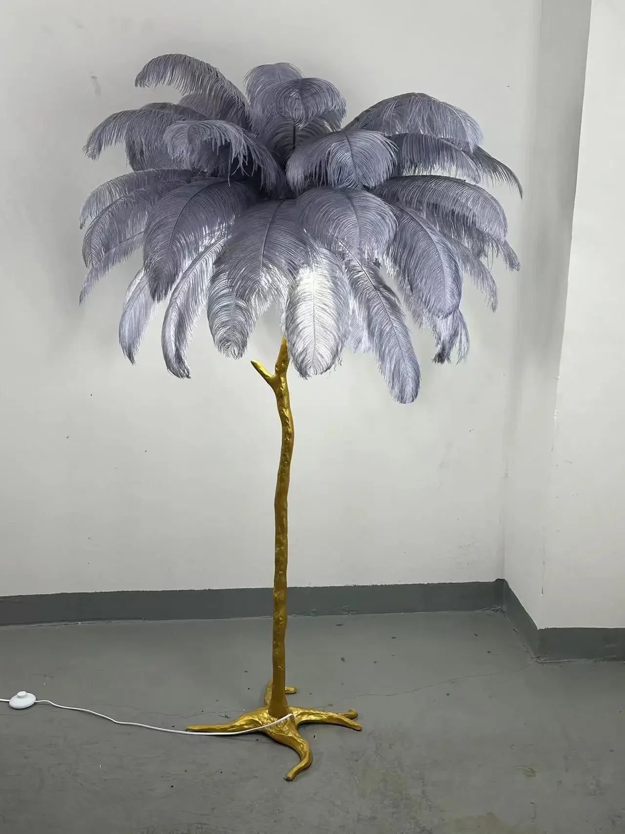 Camille Modern White Pink Feather Floor Lamp Romantic Foyer Decor Light