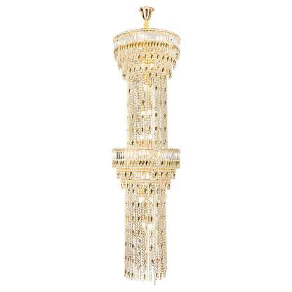 Hollow Spiral Crystal Long Chandelier for Staircase and Living Room