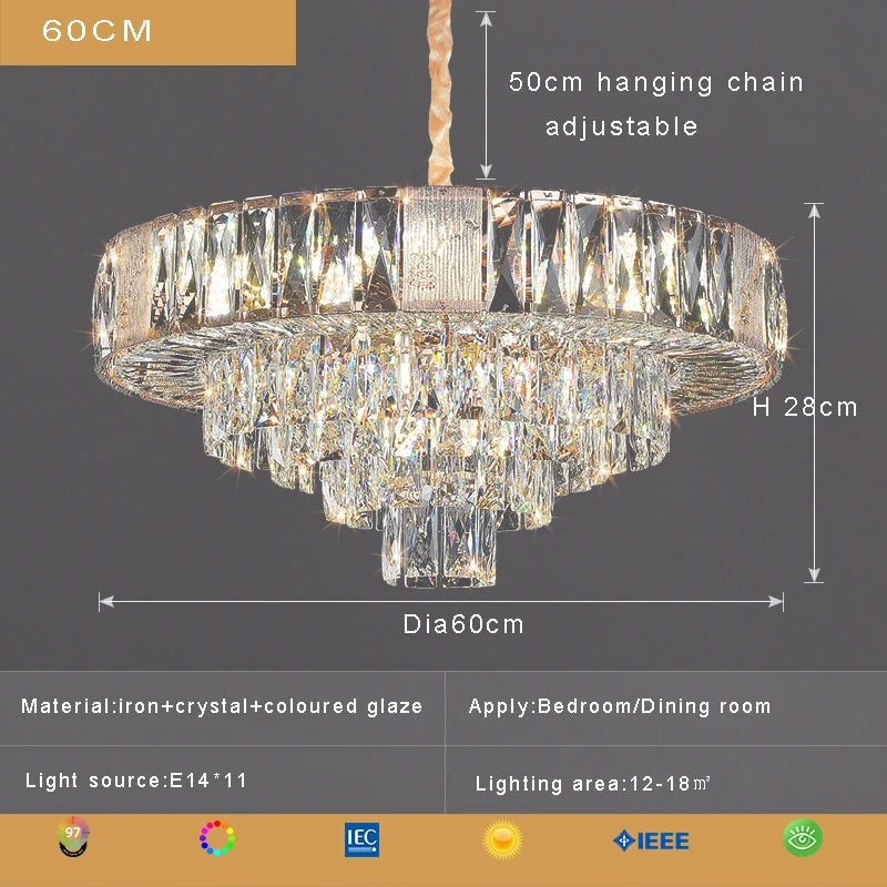 Geneva Luxury Crystal Pendant Chandelier for Dining & Living Spaces