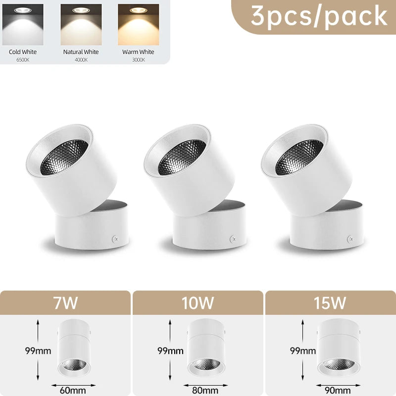 Camille Foldable LED Rotatable Ceiling Spotlight 3-Color Modern