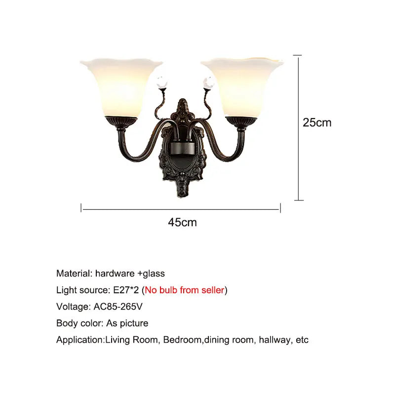 Sophie Retro Dual Head Frosted Glass Wall Lamp E27 Nordic Light