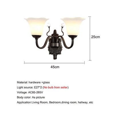Sophie Retro Dual Head Frosted Glass Wall Lamp E27 Nordic Light