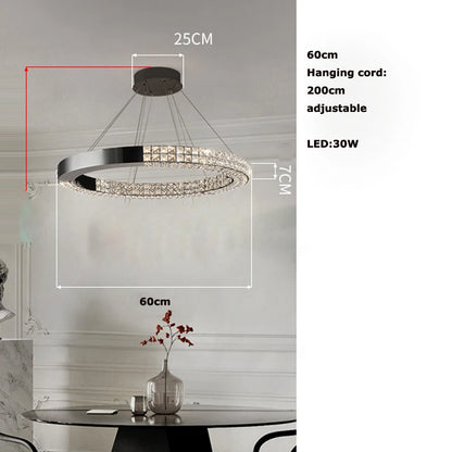 Sophie Scandinavian Crystal Chandelier Black Steel Ceiling Light