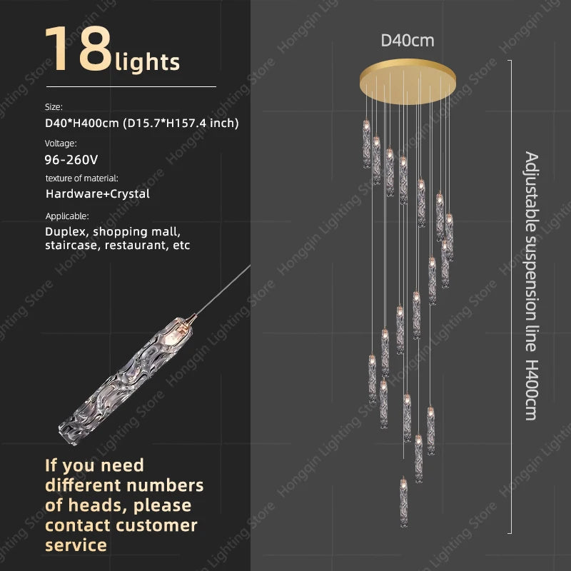 Élise Crystal Staircase Pendant Chandelier Light