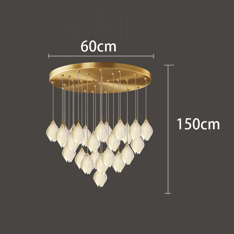 Liora Modern Lotus Cluster Staircase Chandelier