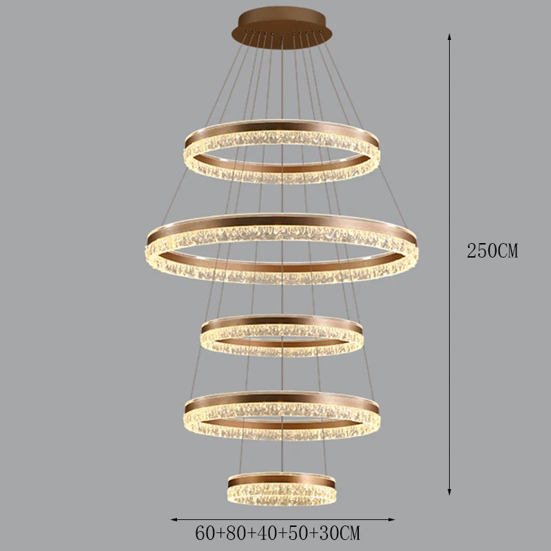 Modern Crystal Stair Pendant Light for Living Room and Hall