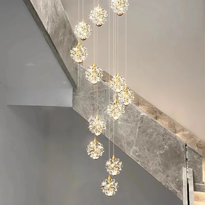 Modern Crystal Stair Pendant Light for Living Room and Hall