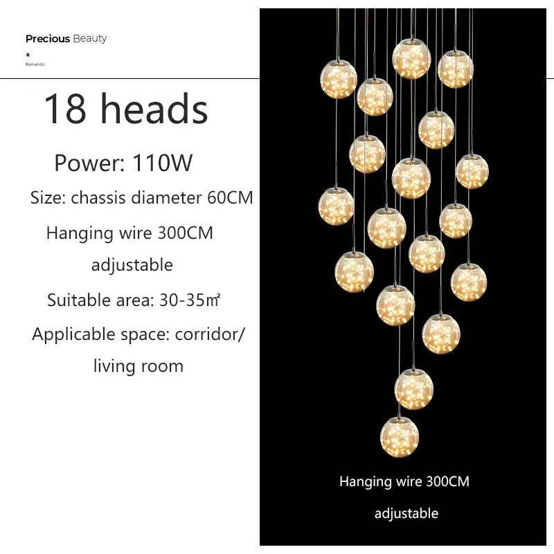 Adèle Starry Sky LED Staircase Pendant Chandelier