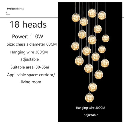 Adèle Starry Sky LED Staircase Pendant Chandelier
