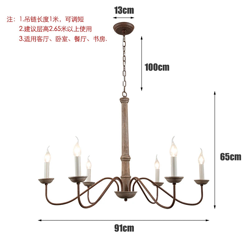 Amélie Rustic Solid Wood Chandelier for Dining & Living Rooms