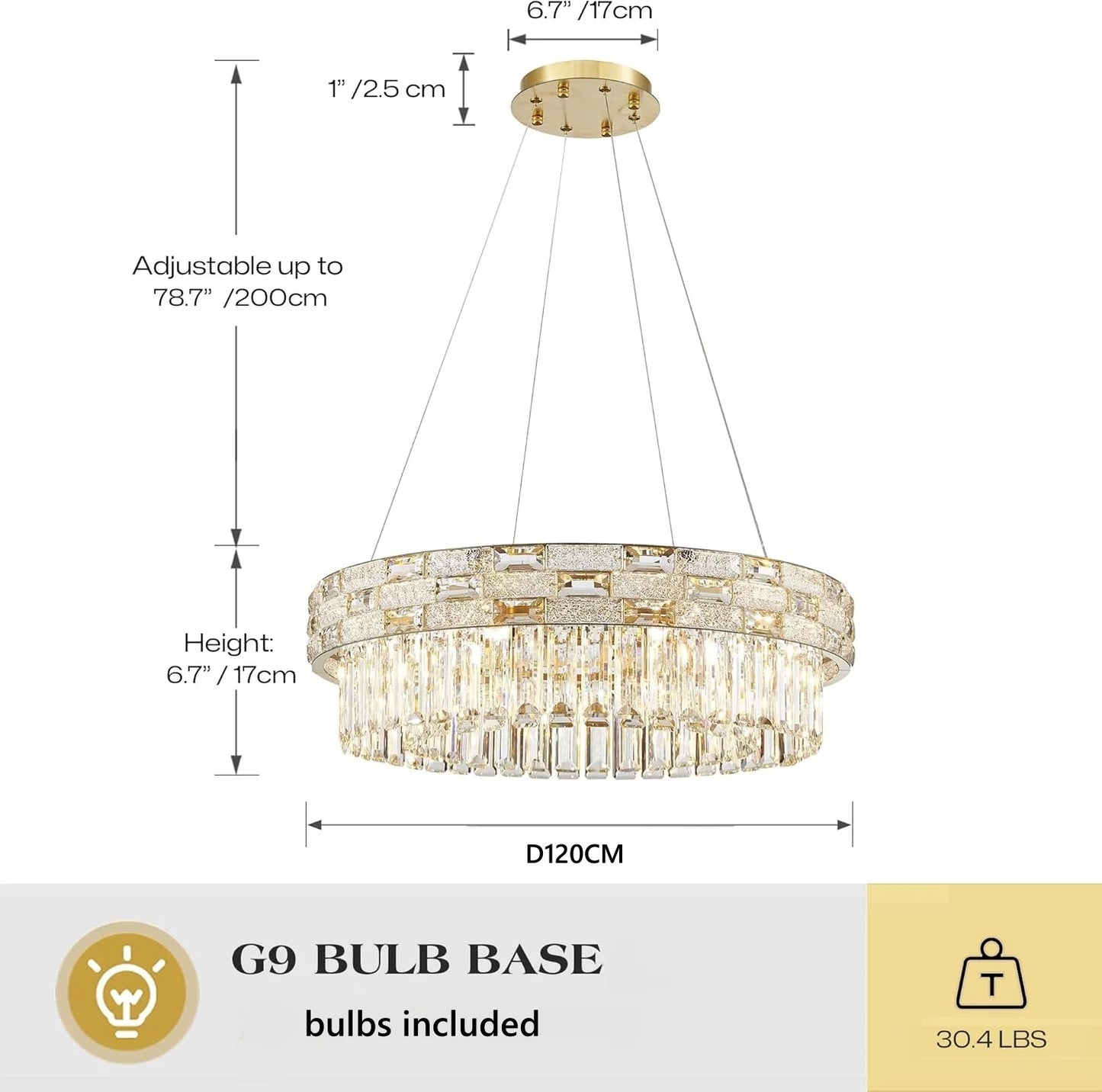 Luxury Circular Crystal Pendant Chandelier for Dining and Living Room