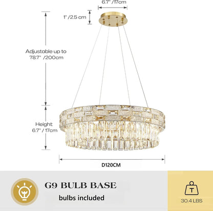 Luxury Circular Crystal Pendant Chandelier for Dining and Living Room