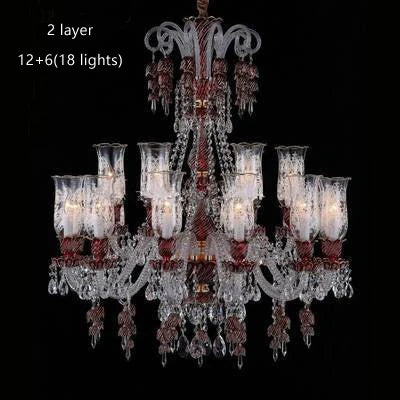 Long Clear Glass Chandelier for Living Room and Study Room