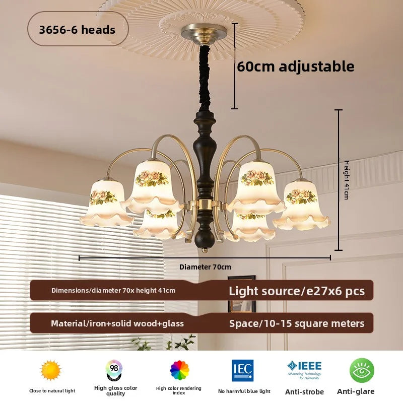 Camille French Cream Wood Luxury Chain Pendant Light