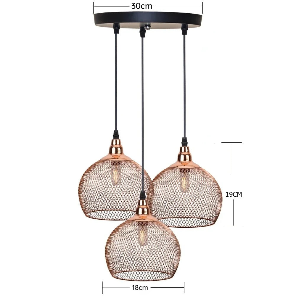 Élise Nordic Bird Cage Pendant Light E27 Rose Gold Retro Chandelier