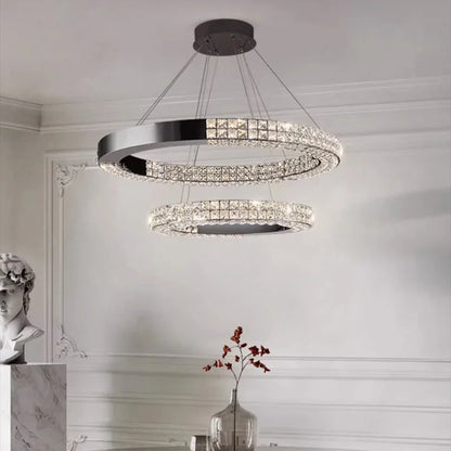Sophie Scandinavian Crystal Chandelier Black Steel Ceiling Light