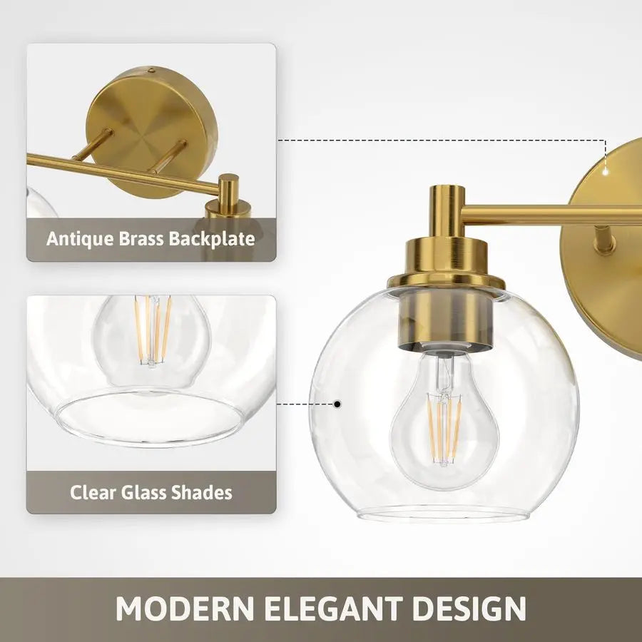 Élodie 2-Light Globe Vanity Wall Light E26 Glass Fixture