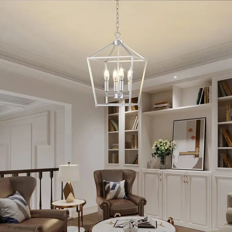 Vintage Gold Iron Cage Pendant Light for Dining Room and Living Spaces