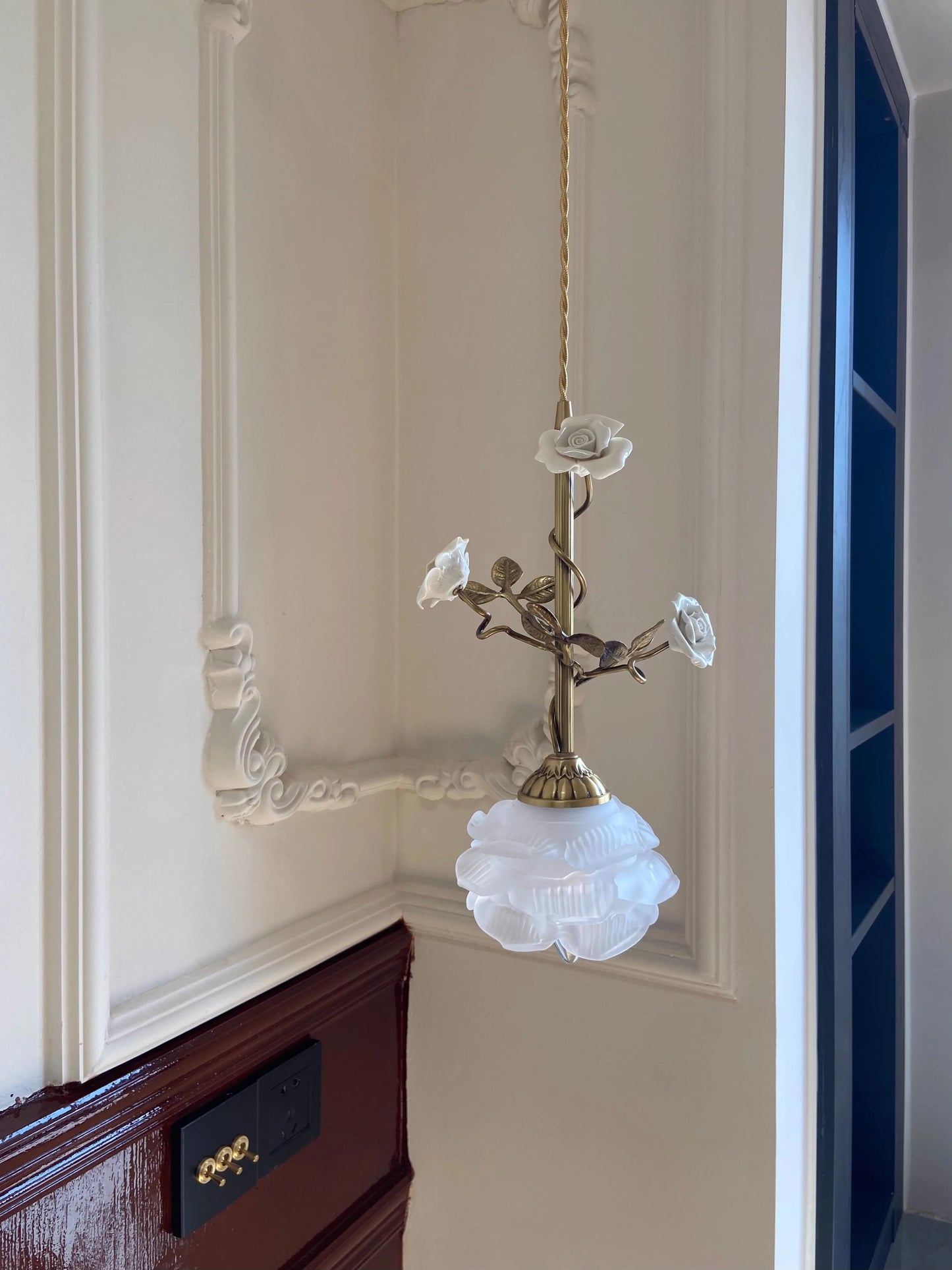 Isabelle Modern Brass Flower Glass Pendant Chandelier Light