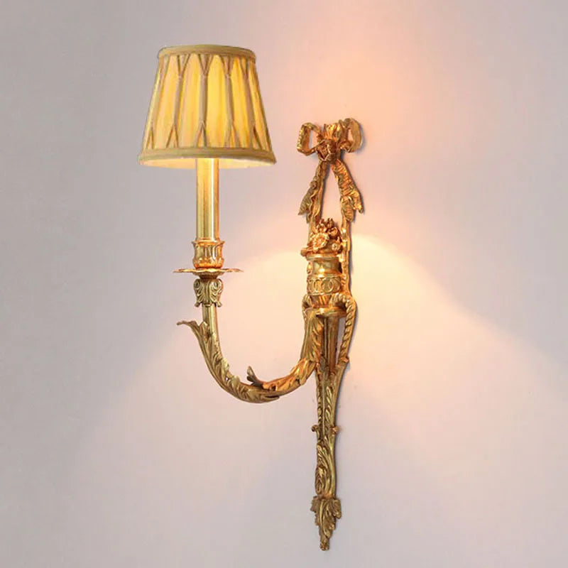 Camille Retro French Brass Crystal LED Wall Lamp Bedroom Accent