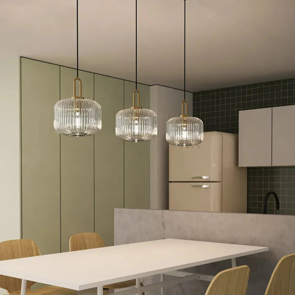 Inès Ribbed Glass Ridge Pendant