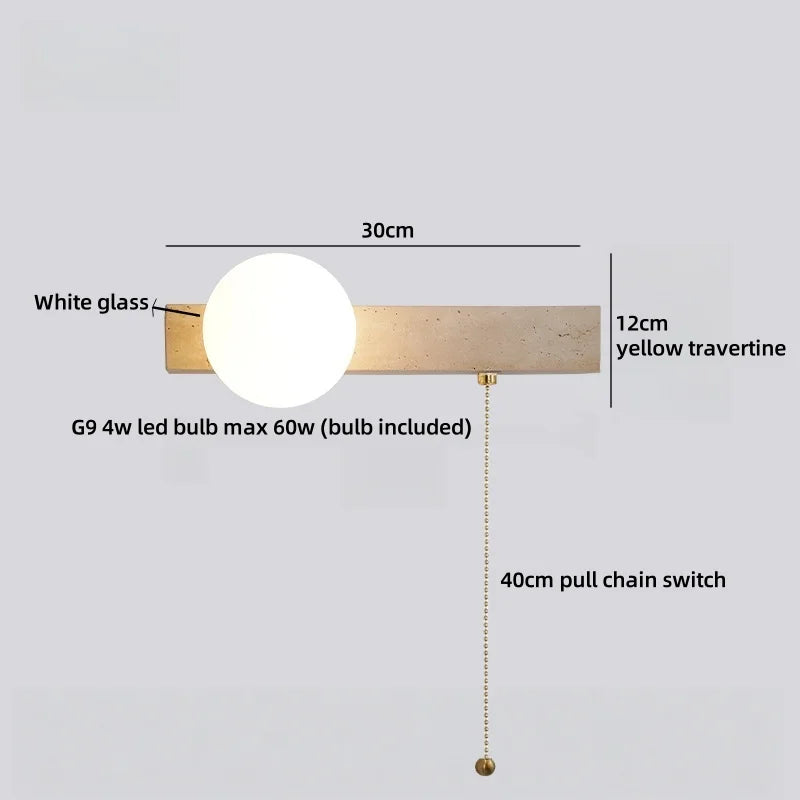 Élodie Travertine Glass Wall Sconce Lamp