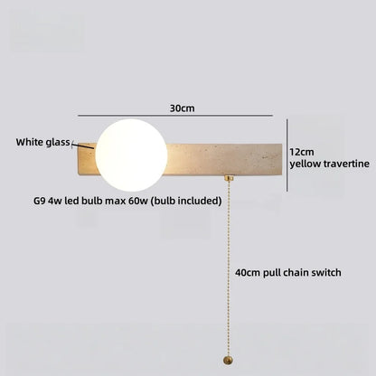 Élodie Travertine Glass Wall Sconce Lamp