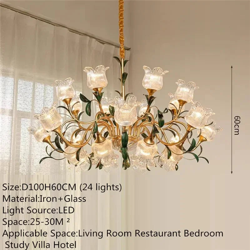 French Retro Crystal Pendant Light for Living Room and Restaurant