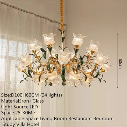 French Retro Crystal Pendant Light for Living Room and Restaurant
