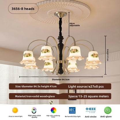 Camille French Cream Wood Luxury Chain Pendant Light