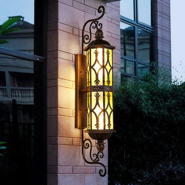 Camille Retro Gold Waterproof Aluminum LED Outdoor Wall Lamp E27