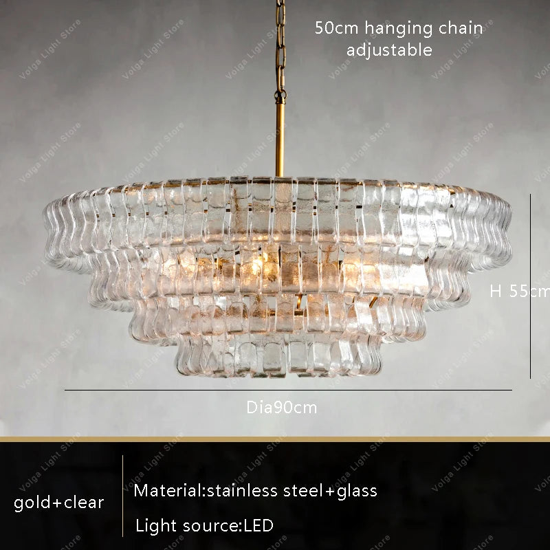 Gray Glass Round Ceiling Chandelier