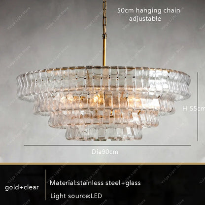 Gray Glass Round Ceiling Chandelier