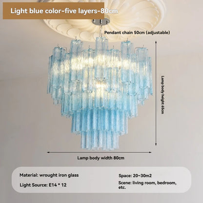Camille Murano Glass Round Crystal Pendant Light Vintage Ceiling Lamp