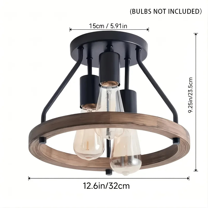 Lucie Industrial Retro Ceiling Light Black Round Fixture
