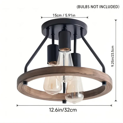 Lucie Industrial Retro Ceiling Light Black Round Fixture