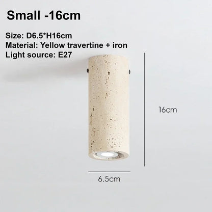 Camille Cylindrical Travertine Stone E27 Ceiling Downlight