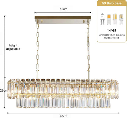 Geneviève Gold Crystal Dining Chandelier