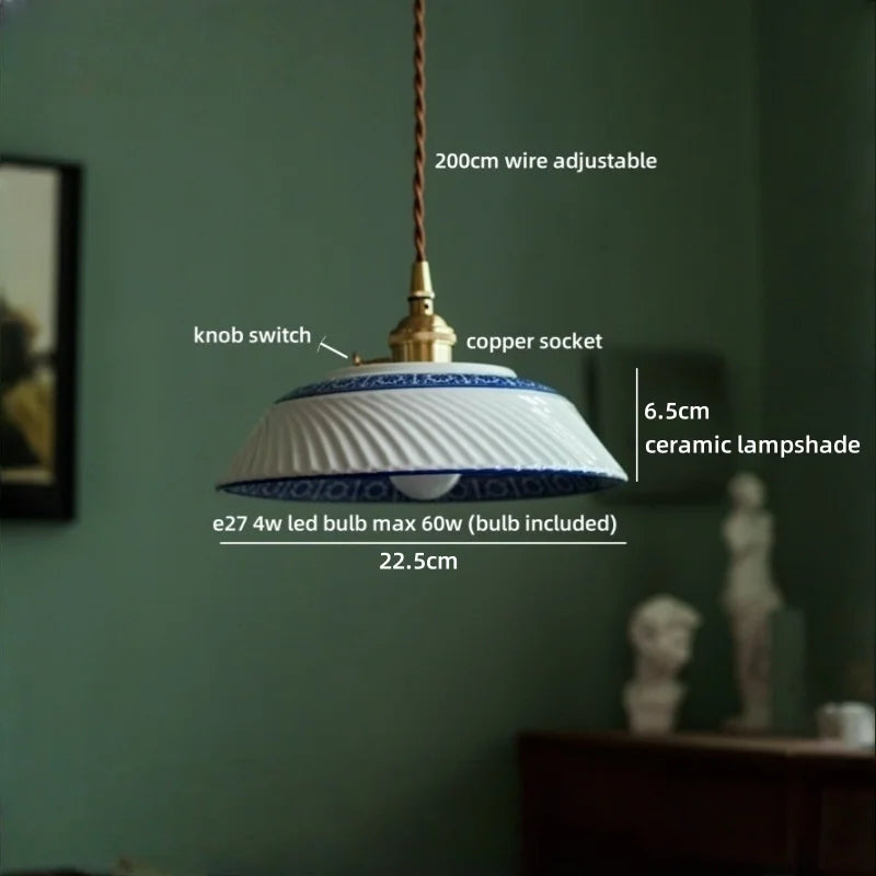 Isabelle Ceramic Pendant Light Japanese Vintage Style