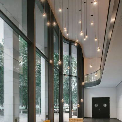 Amélie Modern Water Drop Staircase Crystal Pendant Lamp Luxury Bar Restaurant