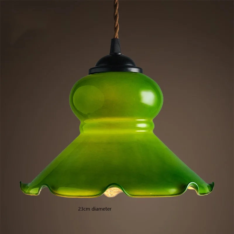 Amélie Vintage Green Glass Pendant Light
