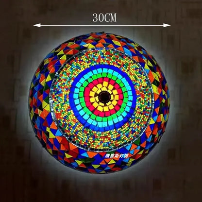 Madeleine Tiffany Stained Glass Ceiling Lamp Blue LED