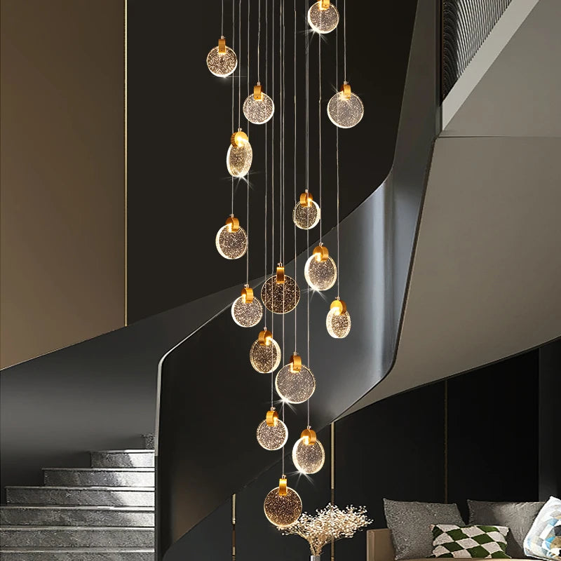 Clémence Luxury Crystal LED Staircase Chandelier Light
